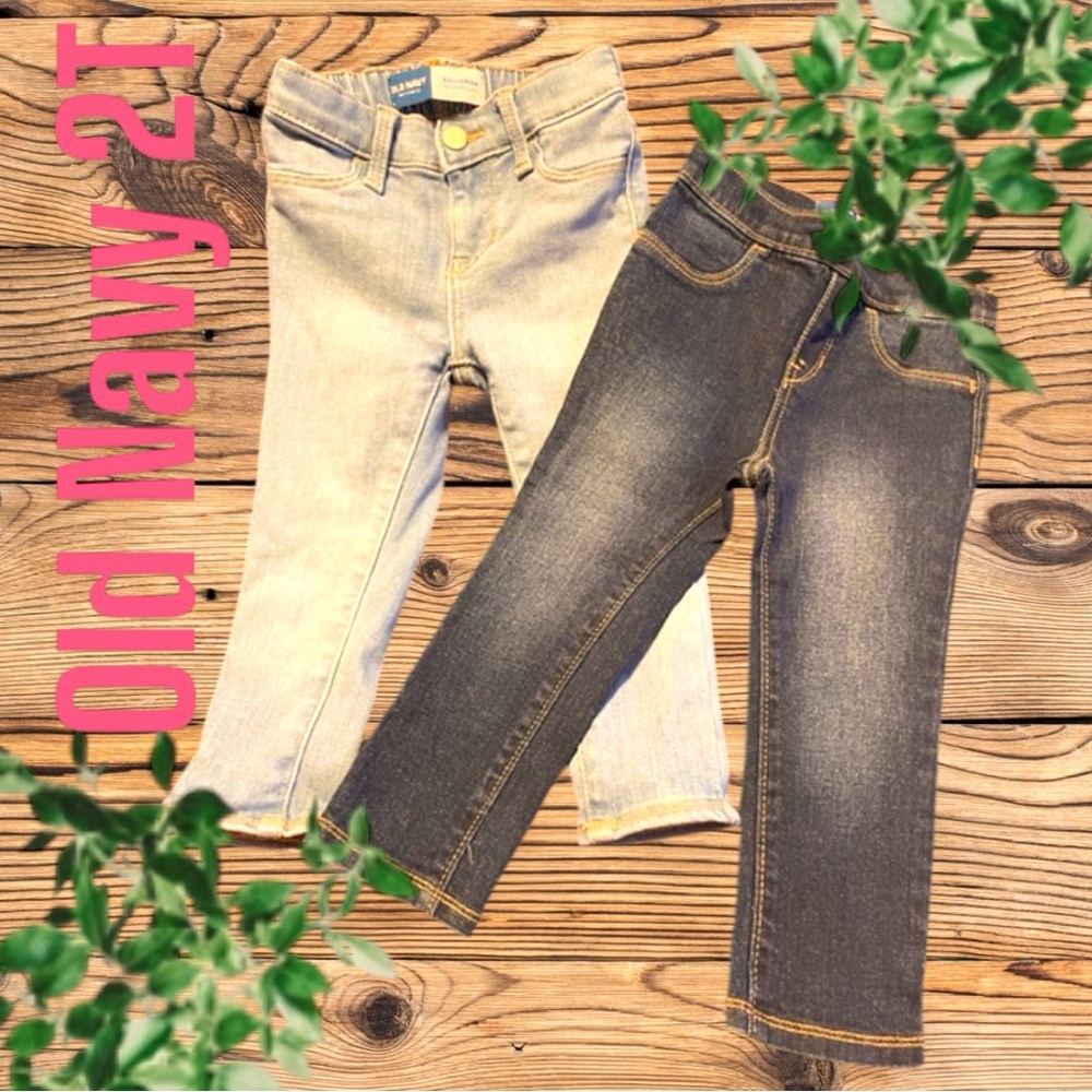 2 pairs OLD NAVY GIRLS 2T JEANS a Ballerina & a Skinny Stretchy both r adjtable
